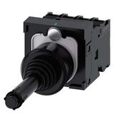 Coordinate switch, 22 mm, round, plastic, black, 4 switch positions, latching, with mechanical interlocking, in