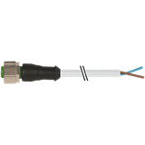 M12 female 0° A-cod. with cable PUR 2x0.5 gy UL/CSA+drag ch. 10m