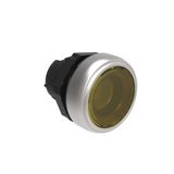 Illuminated Push-Push button actuator Ø22mm Platinum series chromed plastic, flush. Push ON-Push OFF, yellow