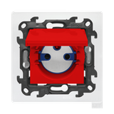IP44 DATA single socket outlet with access element, Push In system, (module), Simon 24, IP44, 16A, red, Flap color: Same as a cover