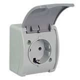 VG-1 Koala Single Socket 2P+Z SCHUKO surface mounted IP44 gray with graphite flap VG 181-08