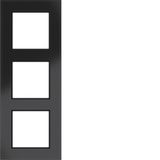 Cover frame 3-way, A.8, glossy black glass