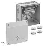 Junction box, Type of protection IP66/IP67/IP69, max. 6², IK09, Protection class II, Ui 690V AC, Ui 690V DC, DLG, DNV, VDE, Halogen free
