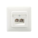 Cat.6A iso U 2-way socket, unshielded, pure white (similar to RAL 9010), with expanding claw