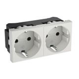 Socket 0°, double protective contact 90x45x42 Polycarbonate Eco Matt P