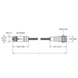 Supply Cable - M12 Power Extension Cable   RKP56PLB-0.3-RSM50.2/TXG
