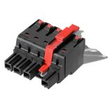 PCB plug-in connector, female plug, 10.16 mm, Number of poles: 4, 180°, PUSH IN with actuator, Clamping range, max. : 16 mm², Box