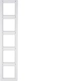 Frame 5gang vert., lab. field, Q.1, p. white velvety