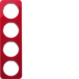 Frame 4gang, R.1, red trans./p. white glossy, acrylic