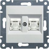 Data socket 2xRJ45, Cat.6 UTP-white