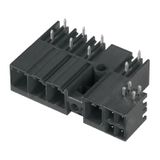 PCB plug-in connector, male header, closed side, Middle flange, THT solder connection, 7.62 mm, Number of poles: 4, 270°, Solder pin length (l): 3.5 mm, tinned, black, Box