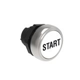 Pushbutton actuator, spring return, with symbol Ø22mm Platinum series chromed plastic, flush, START/White
