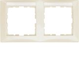 Frame 2gang hor., lab. field, S.1, white glossy