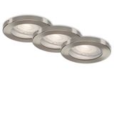 LED downlight set of 3, nickel mat, 3xLED/GU10/4,7W