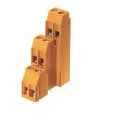 Printed circuit board terminals, 5.08 mm, Number of poles: 9, 90°, Solder pin length (l): 3.2 mm, tinned, orange, Clamping yoke connection, Clamping range, max. : 6 mm², Box