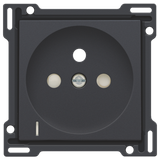 Finishing set with transparent lens for socket outlet with voltage indication, pin earthing and shutters, flush-mounting depth of 28.5mm, anthracite coated