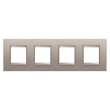 LUX INTERNATIONAL PLATE - IN METAL - 2+2+2+2 MODULES HORIZONTAL - BRUSHED ALUMINIUM - INNER FRAME MATT LIGHT BRONZE - CHORUSMART