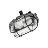 Luminaire SANGUESA for E27 lamps with protective plastic mesh, max. 40 W, AC220-240V, IP54, glass shade, black