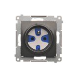 DATA single socket outlet with socket access element, (module), 16A, 250V, Screw, anthracite, metalic
