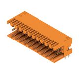 PCB plug-in connector, male header, open side, THT solder connection, 3.50 mm, Number of poles: 22, 90°, Solder pin length (l): 3.5 mm, Gold-plated, orange, Box