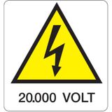 Danger sign - 330x350 mm - 20.000 Volt
