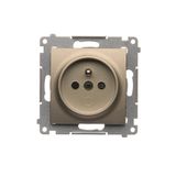 Socket outlet with earthing and shutters, (module), 16A, 250V, quick connection, Gold matt, metalic