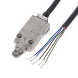 Small Safety Limit Switch, 2NC slow-action, roller plunger, 1 m cable, vertical cable exit D4F 0014D