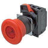Emergency stop switch,Push-in, 24 VAC/DC illuminated, 40 mm dia, push- A22E0042M