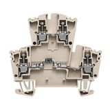 Component terminal block, Screw connection, dark beige, 2.5 mm², 400 V, 400 V, Number of connections: 4, Number of levels: 2, TS 35