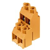 Printed circuit board terminals, 9.52 mm, Number of poles: 20, 90°, Solder pin length (l): 5 mm, tinned, orange, Clamping yoke connection, Clamping range, max. : 6 mm², Box