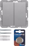 KNX radio wall-transmitter 2gang flat quicklink Q.1/Q.3 alu velvety, l