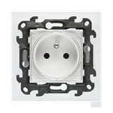 Single socket outlet with earthing for IP44 version with frame seal, without shutters, Push In system, (module), Simon 24, IP44, 16A, white, Flap color: Transparent