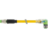 M8 male 0° / M8 female 90° A-cod. LED PUR 3x0.25 ye +drag ch. 1.7m