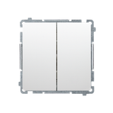 Double two-way switch without pictogram, (module), 10AX, Screw, white