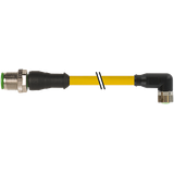 M12 male 0° / M8 female 90° A-cod. PVC 4x0.25 ye UL/CSA 1.5m