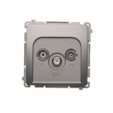 R-TV-SAT final aerial socket, atten.: 1dB, Inox, metallized