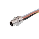 Built-in plugs, M12, Female socket, straight, Mounting thread: M 16 x 1.5, Number of poles: 5, Strand / cable length: 0.2 m, Front mounting