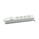 Standard power strip set: 4x250V type E + 2xRJ45 plate with Keystone mounting, screw, white