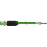 M12 male 0° D-cod. with cable shielded PUR 1x4xAWG22 gn 10,2m