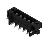 PCB plug-in connector, male header, Solder flange, THT/THR solder connection, 5.08 mm, Number of poles: 5, 270°, Solder pin length (l): 1.5 mm, tinned, black, Tape