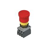 Complete unit with emergency pushbutton, fixing adapter and contacts