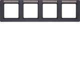 Frame 4gang hor., lab. field, Q.1, ant. velvety, lacq.