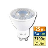 LED bulb GU10, 3W, 2700K, PAR16, CRI80, ex. angle 38°, use 360° 250lm