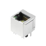 PCB plug-in connector, RJ45 jacks, Cat. 5 , THT solder connection, 180°, Shield tabs: none, 30...80 µ" Ni / ≥ 30 µ" Au , LED: Yes, green, yellow, Number of poles: 12, Tray (manual assembly)