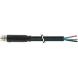 M8 male 0° A-cod. snap-in with cable PUR 3x0.25 bk UL/CSA+drag ch. 3m