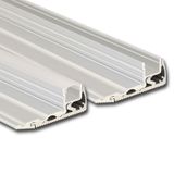 Step-on aluminum profile BL 59x22 mm silver color matt diffuser complete 1 m