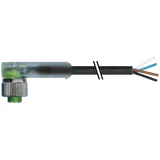 M12 female 90° A-cod. with cable LED PUR 4x0.34 bk UL/CSA 15m