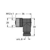 Field-Wireable Connector Female Connector M12 × 1, Angled   B8281-0