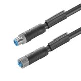 Power cable, Connecting line, M12 / M12, Number of poles : 5 (4 + PE), 5 m, pin, straight - socket, straight, Shielded: No, LED: No, Sheath material: PUR, Halogen: No