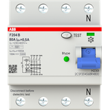 F204 B-80/0.5 Residual Current Circuit Breaker F200-4P-500 mA-80 A-Typ
